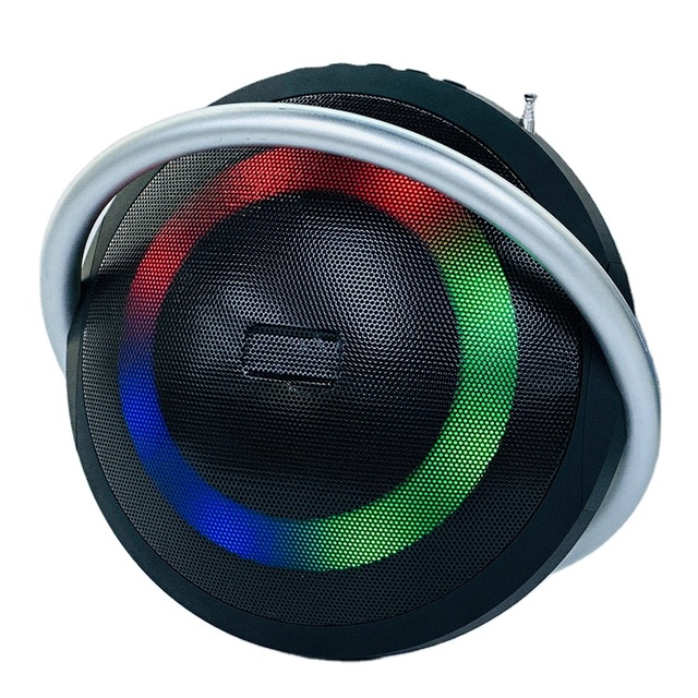 New Round Black Solar-powered Suspended RGB Planet Speaker BT/TF/USB/FM/AUX/TWS/LED/ Solar 1500mAh Battery 10 W