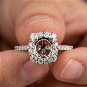 Customized Inspired Creation Designer 14k White Gold Real Diamond Fine Jewelry Wedding Semi Mount Ring for Engagement Bridal - Product Image 1
