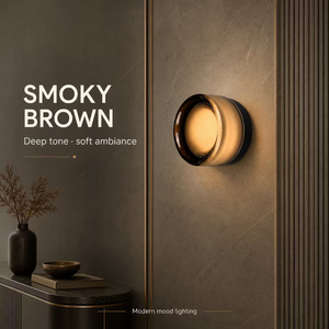 Modern Glass LED <b>Wall</b> Lamp Round Indoor <b>Wall</b> Sconce Ø130mm Amber Clear Smoky Decorative <b>Light</b> for Hotel Bedroom Hallway Indoor - Product Image 5