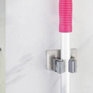 Crochet mural multifonctionnel en acier inoxydable, support d'organisation sans perçage, porte-balai, porte-serpillière, support de rangement, crochet mural - Product Image 2