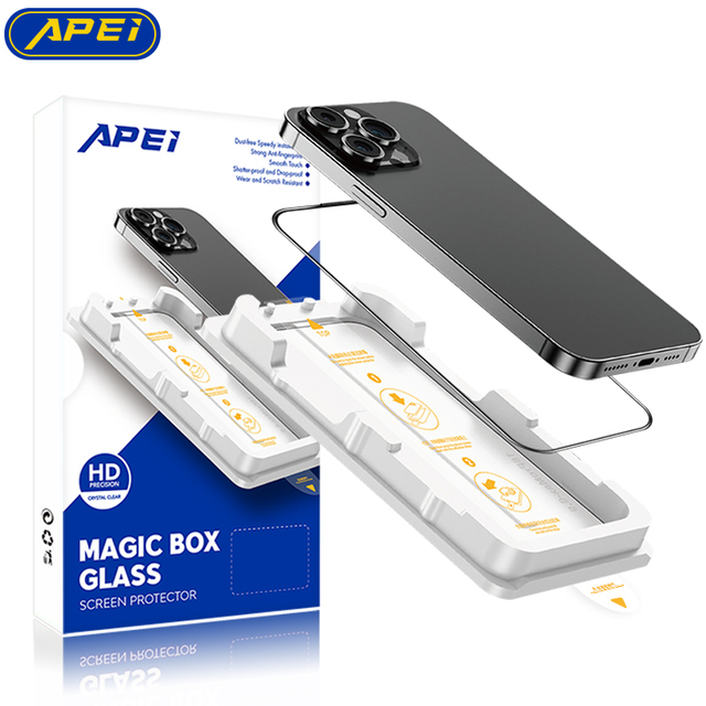 APEI for iPhone 17 Pro Max Screen Protector, Dust-Free & Bubble-Free Box, Clear 9H Tempered Glass Film, Fast & Easy Installation