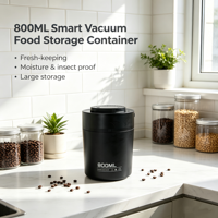 Bocal de conservation alimentaire intelligent sous vide en acier inoxydable, à pression constante, hermétique, pour grains de café et aliments pour animaux de compagnie