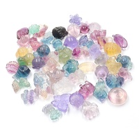 Mini sculptures en pierre de fluorite arc-en-ciel naturelle en vrac, champignons, papillons, ours, tortues, énergie de guérison, protection, chakra, cadeau spirituel
