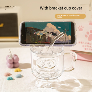 Boxin's High-End <strong>Glass</strong> Drinkware Niche High Foot Dessert and Coffee <strong>Cup</strong> with Lid for Juice <strong>Drinking</strong> - Product Image 5