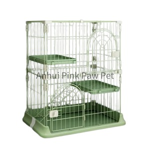 Anhui Pink Paw Fabricant Meilleur prix avec une cage pour chats de haute qualité 3 couches Vente pas cher en plastique durable Cage pour animaux de compagnie