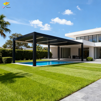Pergola électrique en aluminium, pavillon extérieur, arche à lamelles, structure métallique thermolaquée, balcon, jardin, gazebo, écologique, nature