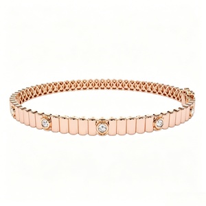Lab Diamond Cut Bracelet with Lab Created Diamonds 18K Solid Gold Chain Link Unisex Luxury Jewelry - Product Image 2
