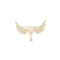 Nouvelle broche ailes d'ange broches et broches haut de gamme et minimalistes en forme de coeur broche en diamant pour femmes mignonnes