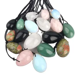 Pierres de guérison Chakra de haute qualité 3 pièces ensemble Obsidienne Rose Quartz cristal Jade Yoni oeufs