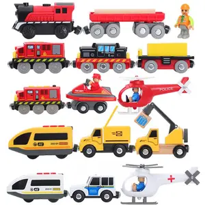 Holzbahn Elektrische Lokomotive Zug Magnetisches Auto Spielzeug Fit Brio Track Holzbahn Gleis Eisenbahn spielzeug Für Kinder Lernspiel zeug