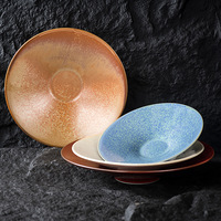 Assiette à vaisselle en céramique de grande valeur de style japonais Nouvelle assiette profonde pour assiette à pâtes pour salade de restaurant d'hôtel