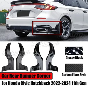 Mugen MU Style <b>Car</b> Rear Bumper Corner Extension <b>Diffuser</b> Aprons for 2022-2024 11th Gen Honda Civic Hatchback Carbon Fiber Style - Product Image 1