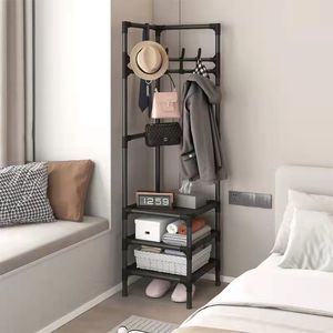 Corner coat <b>rack</b>, floor-standing, for bedroom, bedside, clothes hanging <b>rack</b>, simple <b>storage</b> <b>rack</b>, wall corner clothes hanging - Product Image 1