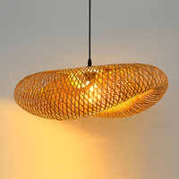 Lampe suspendue en bambou en bois Décoration de la maison Restaurant Luminaires D60cm E27 Suspension en bambou Lustre