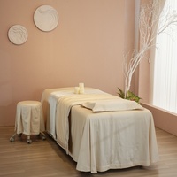 Parure de lit de massage de haute qualité 4 pièces pour spa facial, drap de lit, couvre-lit, housse de couette pour sauna, kaki