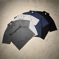 T-shirt Polo Unisexe Lavé et Uni, Grammage Lourd, Personnalisable, Style Streetwear, 100% Coton 280 g/m², Décontracté, Tricoté, Coupe Boxy