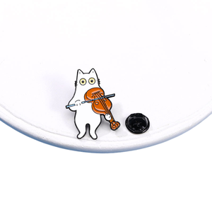 Broche de Gato de Dibujos Animados, Serie Orquesta Sinfónica, Combinación de Violín y Piano, Insignia de Aleación de Zinc Dorada, Regalo, Accesorios para Instrumentos Musicales - Product Image 3