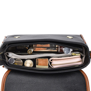 Women's Zipper Polyester PU Top Handle Bag Solid Color Black <b>Blushing</b> Light - Product Image 6