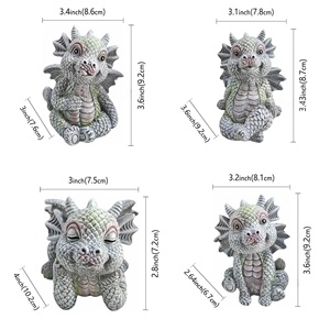 Dragón de dibujos animados de resina clásica, 4 Uds., juego de figuritas DRD22, libros de lectura para el hogar y la decoración para sala de estar, pantalla multihabitación - Product Image 2