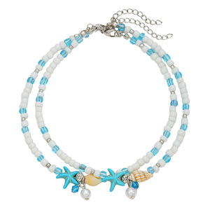 Cheville réglable pour femme avec perles de rocaille, étoile de mer et conque, pendentif perle, style vacances d'été, ornement de pied - Product Image 5