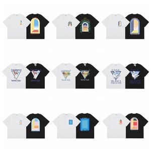 Camiseta de Algodón con Estampado Arqueado del Logotipo Clásico de <span class=keywords><strong>Casablanca</strong></span>, Camiseta de Manga Corta Informal de Lujo y Alta Calidad para Uso Diario - Product Image 1