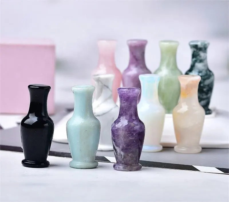 自然な創造性彫刻工芸品クリスタル花瓶ローズクォーツウォーターボトルギフトボックス健康装飾