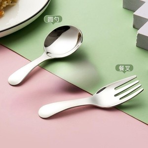 304 Stainless Steel Portable Spoons And Forks Round Short Handle Mini Cutlery For Students Travel Eating Desserts - Product Image 2