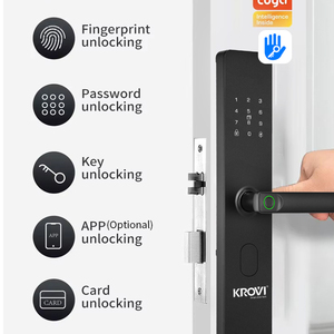 <span class=keywords><strong>Cerradura</strong></span> Inteligente Eléctrica KROVI G09 de Aluminio Negra con Huella Dactilar y RFID, con Memoria <span class=keywords><strong>para</strong></span> Tarjetas y Control por Aplicación Tuya <span class=keywords><strong>para</strong></span> Proyectos (Gran Venta) - Product Image 3
