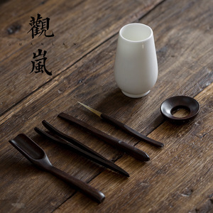 Dehua White Porcelain <b>Tea</b> <b>Set</b> Six Gentlemen Ebony Wood <b>Tea</b> Tools Kung Fu <b>Tea</b> Accessories Cylinder Shape Without Lid - Product Image 4