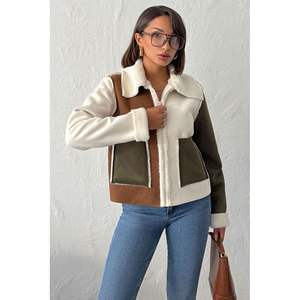 Abrigos de Invierno para Mujer Topshow, de Gamuza Laminada con Pelo de Conejo, Cristal Chinchilla - Product Image 5