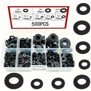 Jeu de rondelles plates en nylon noir M2 M2.5 M3 M4 M5 M6 M8 M10, 500 pièces, pour connexion électrique, grade A, à trou traversant - Product Image 1