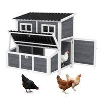 Poulailler en bois de sapin massif avec compartiment, nichoir, plateau coulissant et toit imperméable pour poules d'extérieur