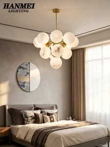 Brass & Marble Spherical Chandelier With Warm White LED Modern <b>Indoor</b> <b>Lighting</b> for Home Restaurant HM-PC-YQ Warm White LED Provi - Product Image 3