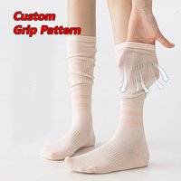 Chaussettes montantes en coton tricoté tendance OEM à 2 bandes, respirantes pour l'été, chaussettes de compression pour femmes pour le sport, chaussettes de yoga tricotées