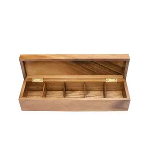 luxury black walnut wood 5 copartments wooden tea box