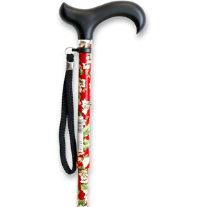 Bastone da Passeggio Pieghevole, Bastoni da Passeggio per Anziani, Fiori, Rosso, KMINA K10020 - Product Image 1