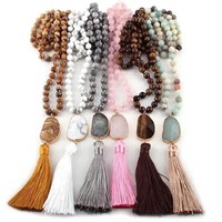 Collier long à pampilles en perles de pierre œil de tigre naturelle fait main pour femme, idéal pour le quotidien, les tenues décontractées et le bureau