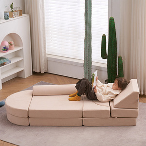 Ensemble de canapé en blocs de mousse pour enfants, 10 pièces, structure de jeu compressible avec accoudoirs pour jeux d'intérieur - Product Image 2