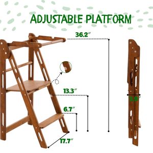 หอคอยการเรียนรู้แบบพับได้สำห<span class=keywords><strong>ร</strong></span>ับเด็ก ทำ<span class=keywords><strong>จ</strong></span>ากไม้ ใช้เป็นเก้าอี้เด็กในครัว ชุดเฟอ<span class=keywords><strong>ร</strong></span>์นิเ<span class=keywords><strong>จ</strong></span>อ<span class=keywords><strong>ร</strong></span>์มอนเตสซอรี่ - Product Image 2