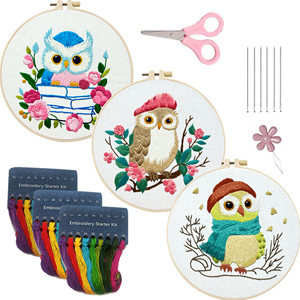 Handy Sewing <span class=keywords><strong>Set</strong></span> Hummingbird Flower <span class=keywords><strong>Cross</strong></span> <span class=keywords><strong>Stitch</strong></span> Starter Kits DIY Bordados Kits com Padrões Instrução Hoop Needles Threads - Product Image 3