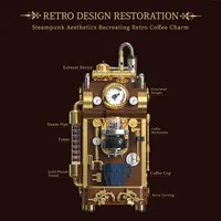 Huiji H1026 2026 Nuevo MOC Clásico, Diseño Creativo Retro, Máquina de Café a Vapor, Ladrillos de Construcción, Regalos para Adultos, 1091 Piezas, Juego de Bloques de Construcción