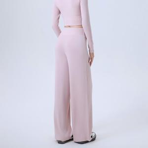 Pantalones de yoga acampanados de talle alto con cordón para mujer, de tela elástica y caída fluida, de pierna ancha y holgados, para entrenamiento y pilates, al por mayor - Product Image 2