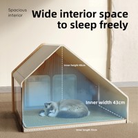 Chenil d'été climatisé en bois massif litière rafraîchissante pour chat et chien et accessoires