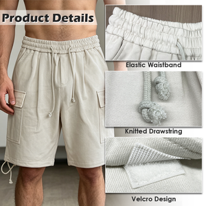 Shorts cargo pour hommes RAMAX, taille mi-haute, cordon de serrage, tissu Oxford en coton, style streetwear, bermuda, vêtements personnalisés OEM ODM - Product Image 3