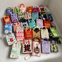 Mini sac bandoulière pour téléphone portable femme, pochette à monnaie tricotée, sac à main polyvalent et tendance, avec décoration cœur et cordon de serrage, en stock
