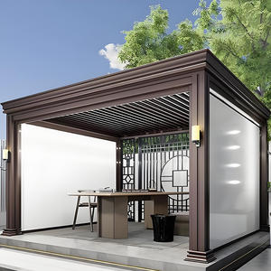 3x3 Gazebos blancos automáticos Pérgola Impermeable Moderno Patio trasero Jardín Hardtop Aluminio Parasol Pérgola con diseño de luz de techo - Product Image 5