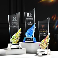 Nouvelle conception 2026 – Plaque de récompense en verre cristal avec revêtement AB arc-en-ciel et impression couleur intégrale, modèle MH-J0338