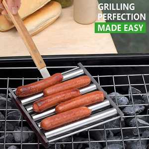 Rouleau à saucisse BBQ Grill Rack En Acier Inoxydable Hotdog Roller Grill Supports Portable Antiadhésif Barbecue Outil pour Camping Pique-Nique - Product Image 2
