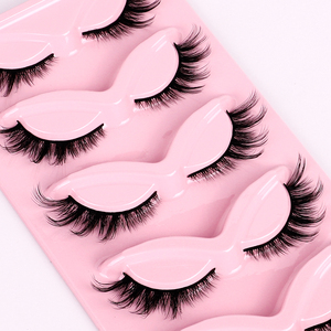 Faux cils Foxy Winged Cat Eye, 5 paires, en bande, effet vison, faits à la main, auto-adhésifs, phosphorescents pour le maquillage - Product Image 3