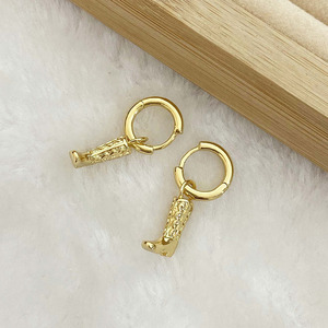 Hypoallergenic Western Cowboy Boot Dorp Earrings Bulk 18K Gold Plated Huggie Hoop Earrings - Product Image 5